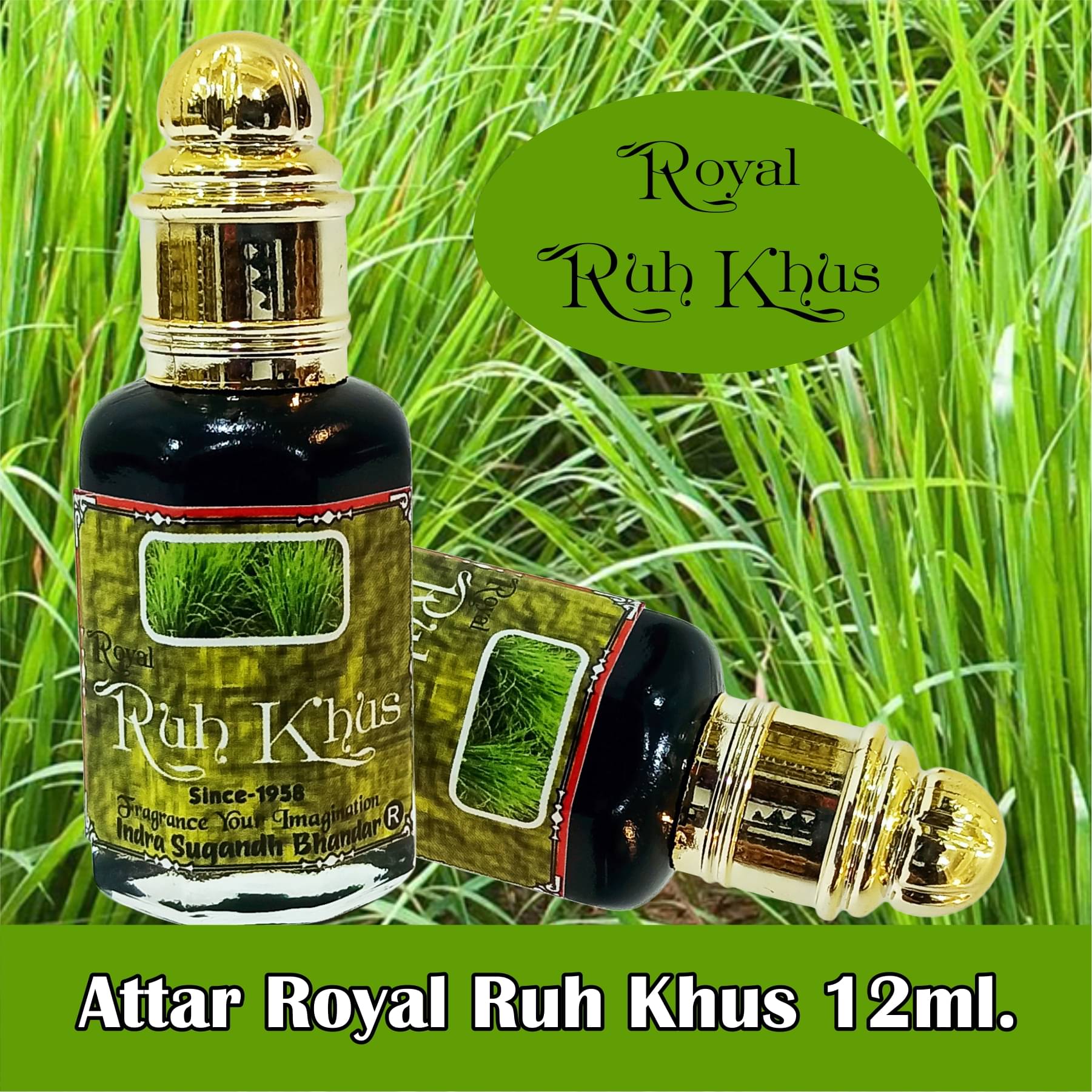     			INDRA SUGANDH BHANDAR Attar For Men|Women Royal Ruh Khus In Purest Form Natural Vetiver Oil Long Lasting Fragrance 12ml Rollon Pack