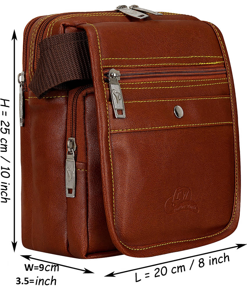 Leather World - Brown Solid Messenger Bag - Handbags | Buy online on ZillyBuy