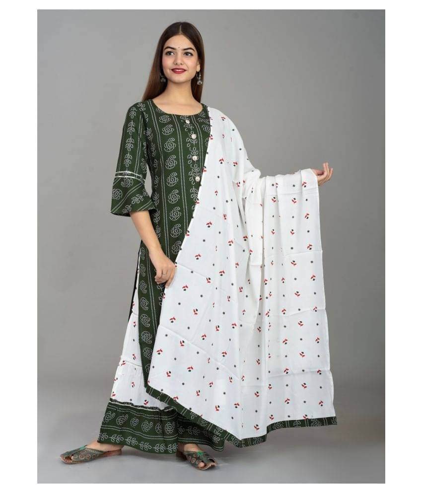 Lee Moda - Green Straight Rayon Women's Stitched Salwar Suit ( Pack of 1 )     			Lee Moda - Green Straight Rayon Women's Stitched Salwar Suit ( Pack of 1 )