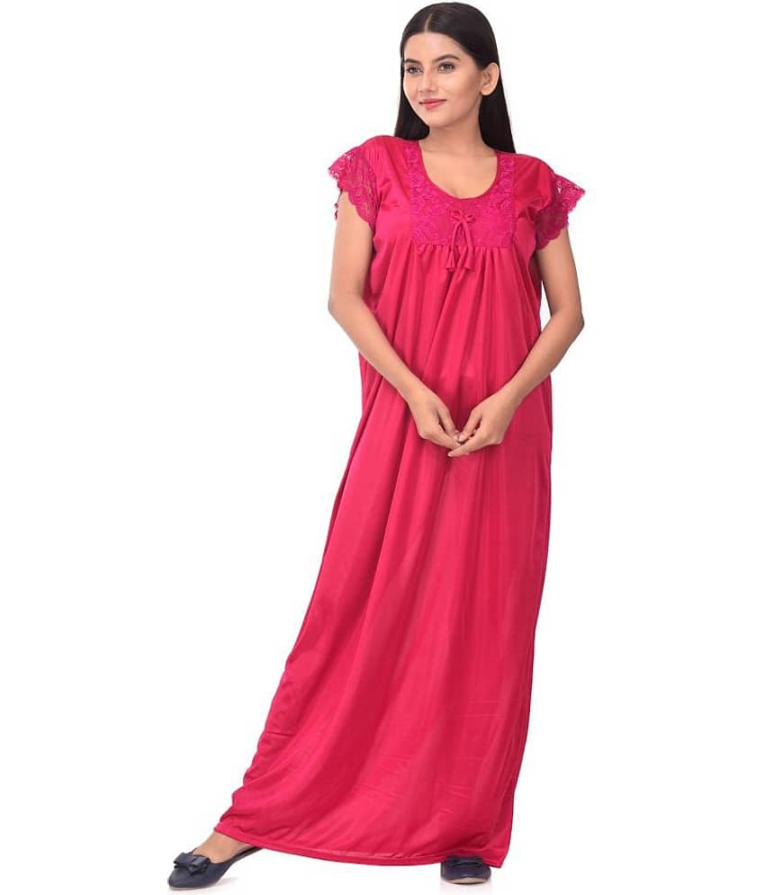 Apratim Satin Nighty & Night Gowns - Pink - Nightwear & Loungewear | Buy online on ZillyBuy