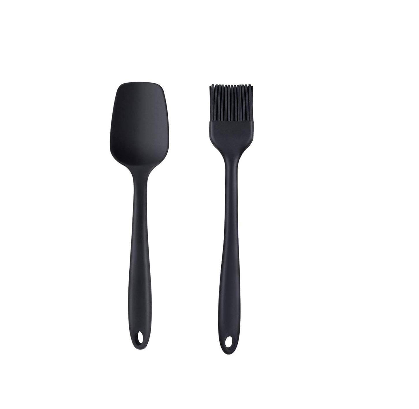     			Baskety Silicone and Basting Pastry Brush Mixing Spatula ( Pack of 2, Black)