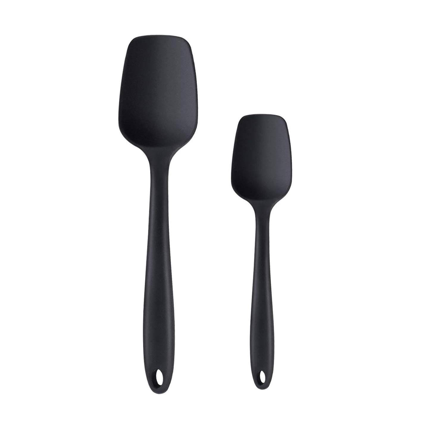     			Baskety Black Silicone Large And Small Mixing Spoon Spatula ( Pack of 2 )