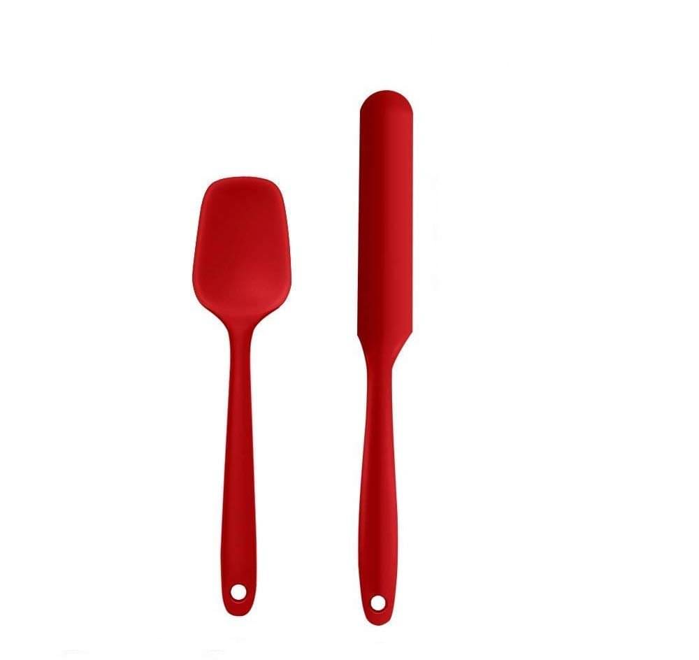 Baskety Silicone Spoon and Butter Jar Knife Mixing Flexible Spatula ( Pack of 2,Red ) Baskety Silicone Spoon and Butter Jar Knife Mixing Flexible Spatula ( Pack of 2,Red )