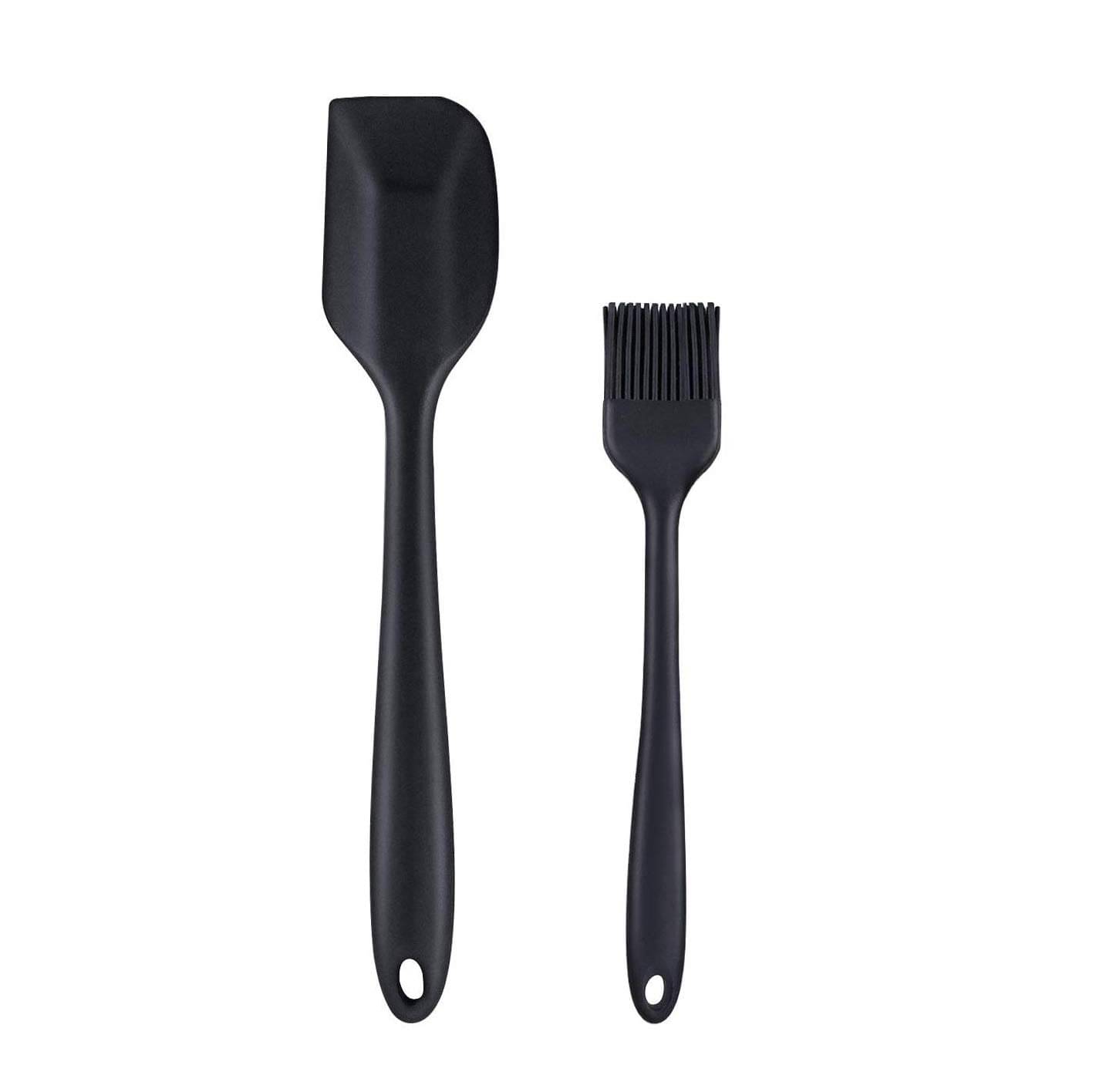     			Baskety Silicone Mixing Spatula and Basting Brush Kitchen Set ( Pack of 2, Black )