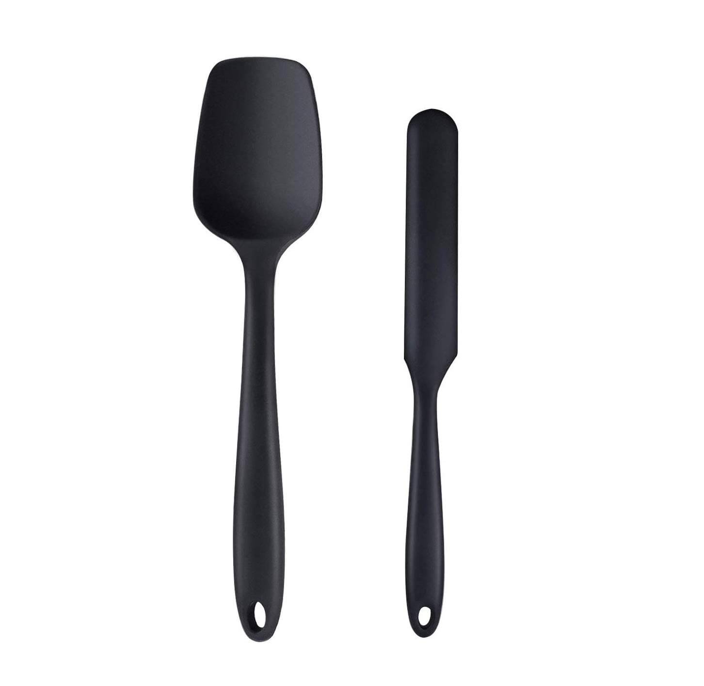     			Baskety Silicone Spoonula and Cream Spatula ( Pack of 2,Black )
