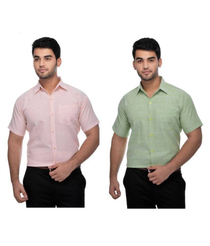 DESHBANDHU DBK Cotton Regular Fit Half Sleeves Men's Formal Shirt - Multi ( Pack of 2 ) DESHBANDHU DBK Cotton Regular Fit Half Sleeves Men's Formal Shirt - Multi ( Pack of 2 )