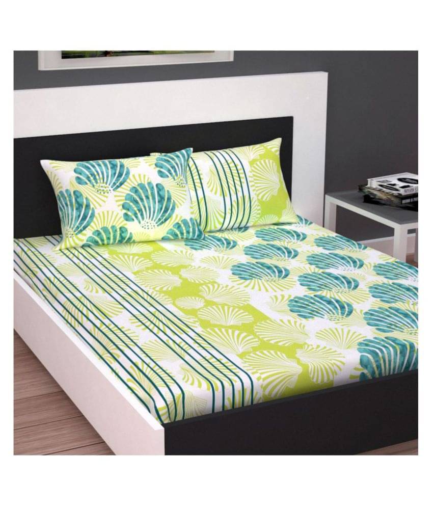     			DIVINE CASA Cotton King Bedsheet ( Green )