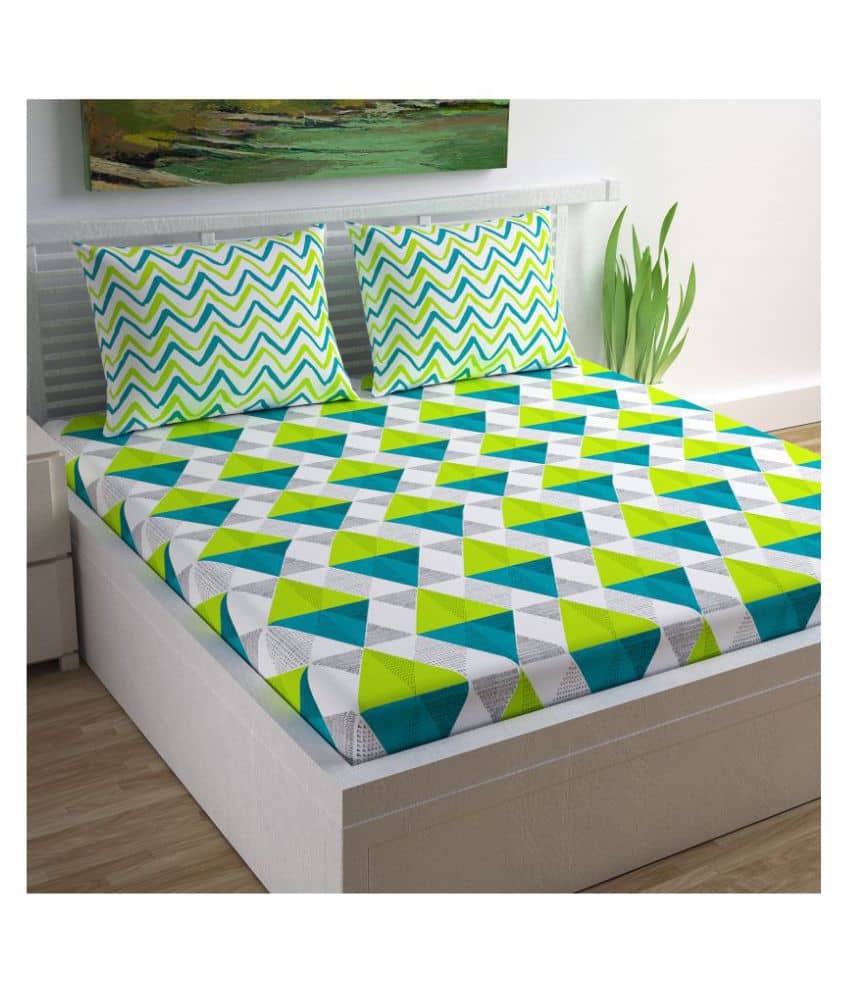 DIVINE CASA Cotton 1 Double King Bedsheet with 2 Pillow Covers ( Off White )