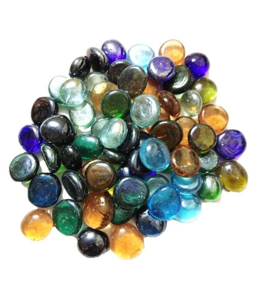     			DS1 Multi-colored Round Glass Pebbles/gravels/stone/beads for Aquarium, table, vase, fountain, Approx 65 Piece