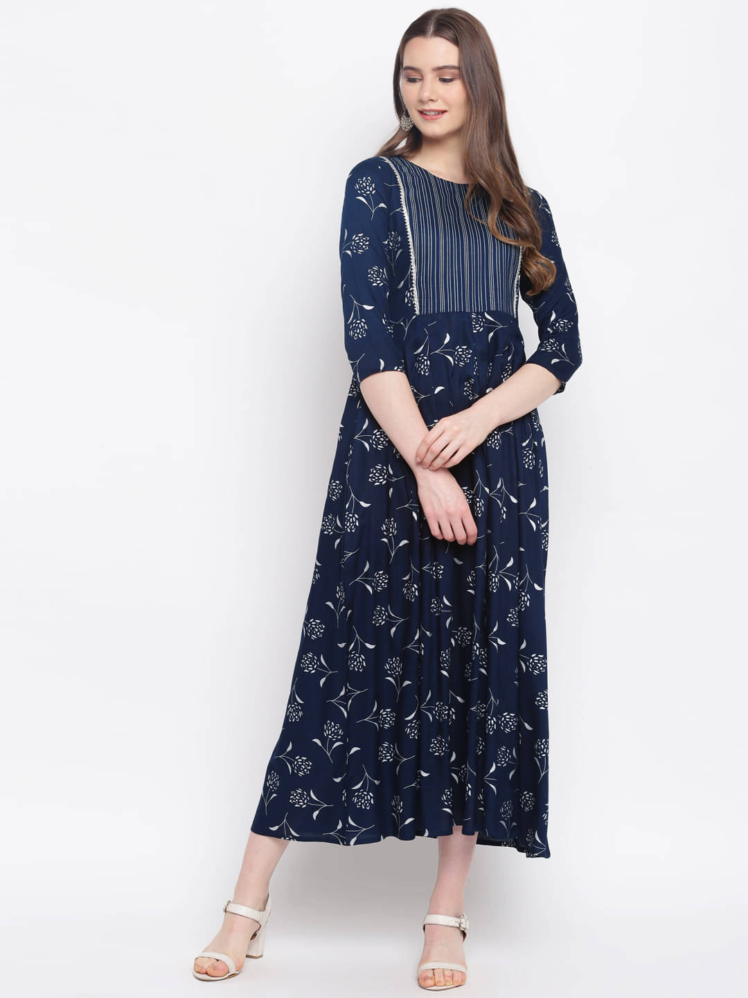     			Stylum - Navy Rayon Women's Flared Kurti