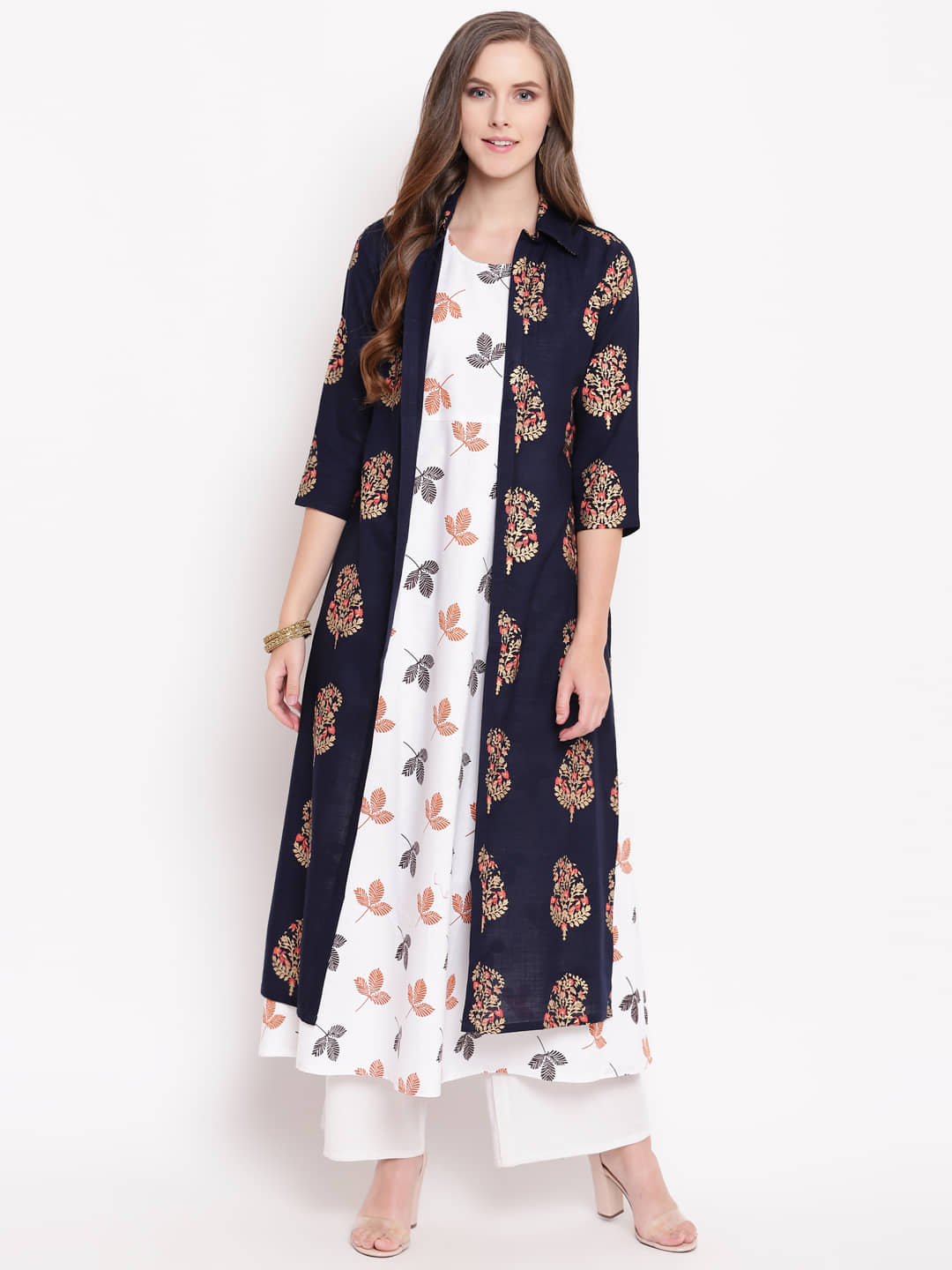 Stylum - Navy Rayon Women's Jacket Style Kurti ( Pack of 1 ) - Kurtis, Tunics | Buy online on ZillyBuy