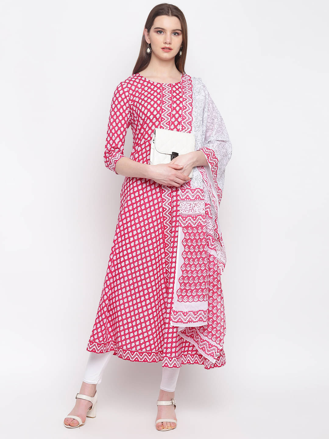 Stylum - Pink Cotton Women's Flared Kurti ( Pack of 1 ) Stylum - Pink Cotton Women's Flared Kurti ( Pack of 1 )