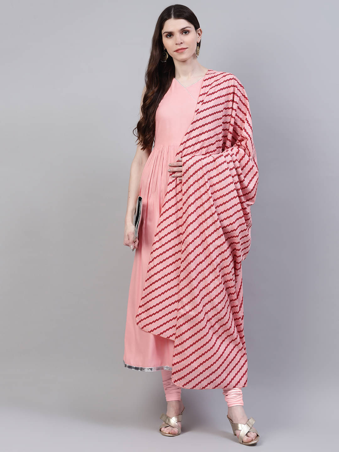     			Stylum Pink Rayon A-line Kurti