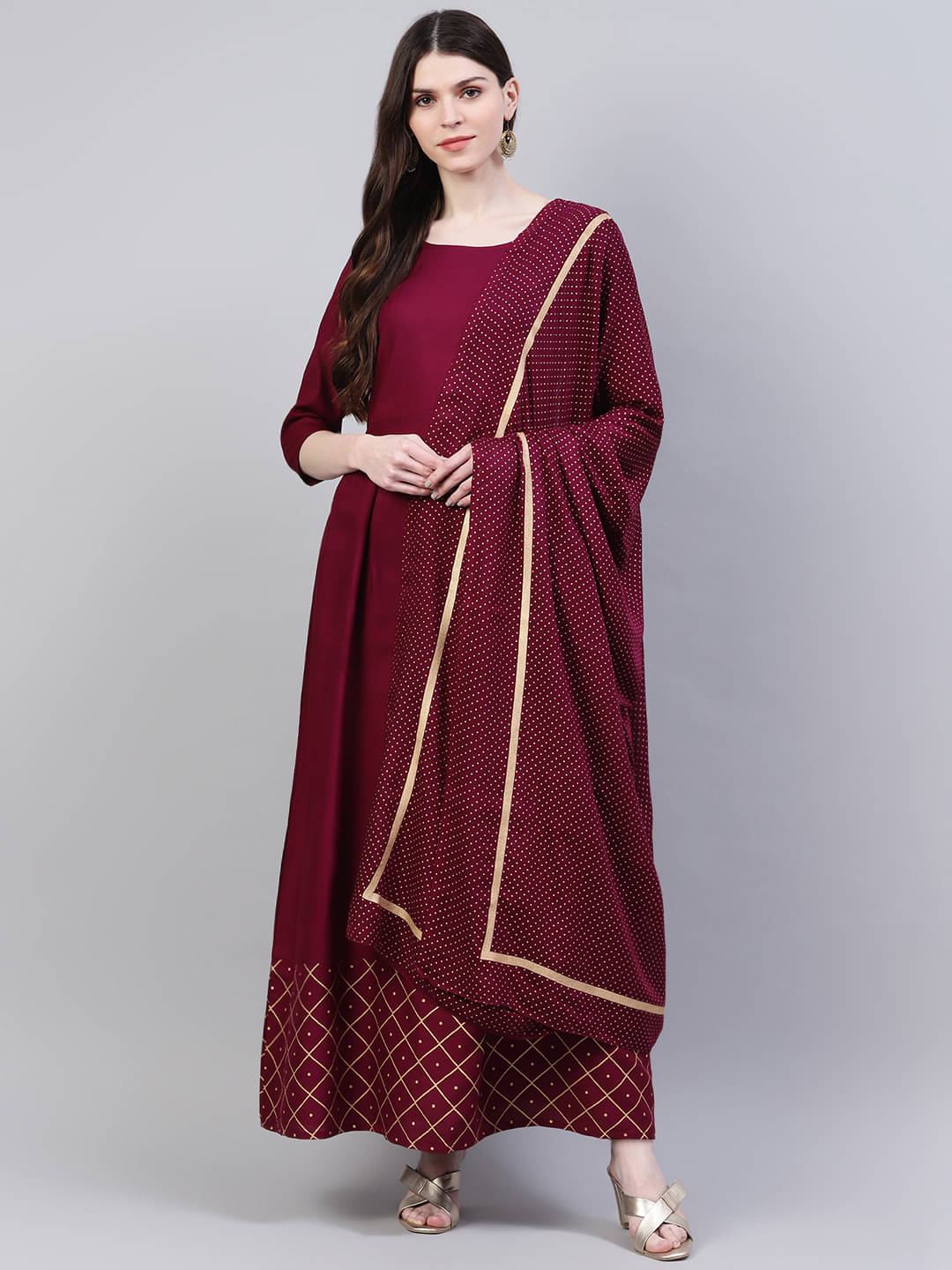     			Stylum - Purple Rayon Women's Flared Kurti