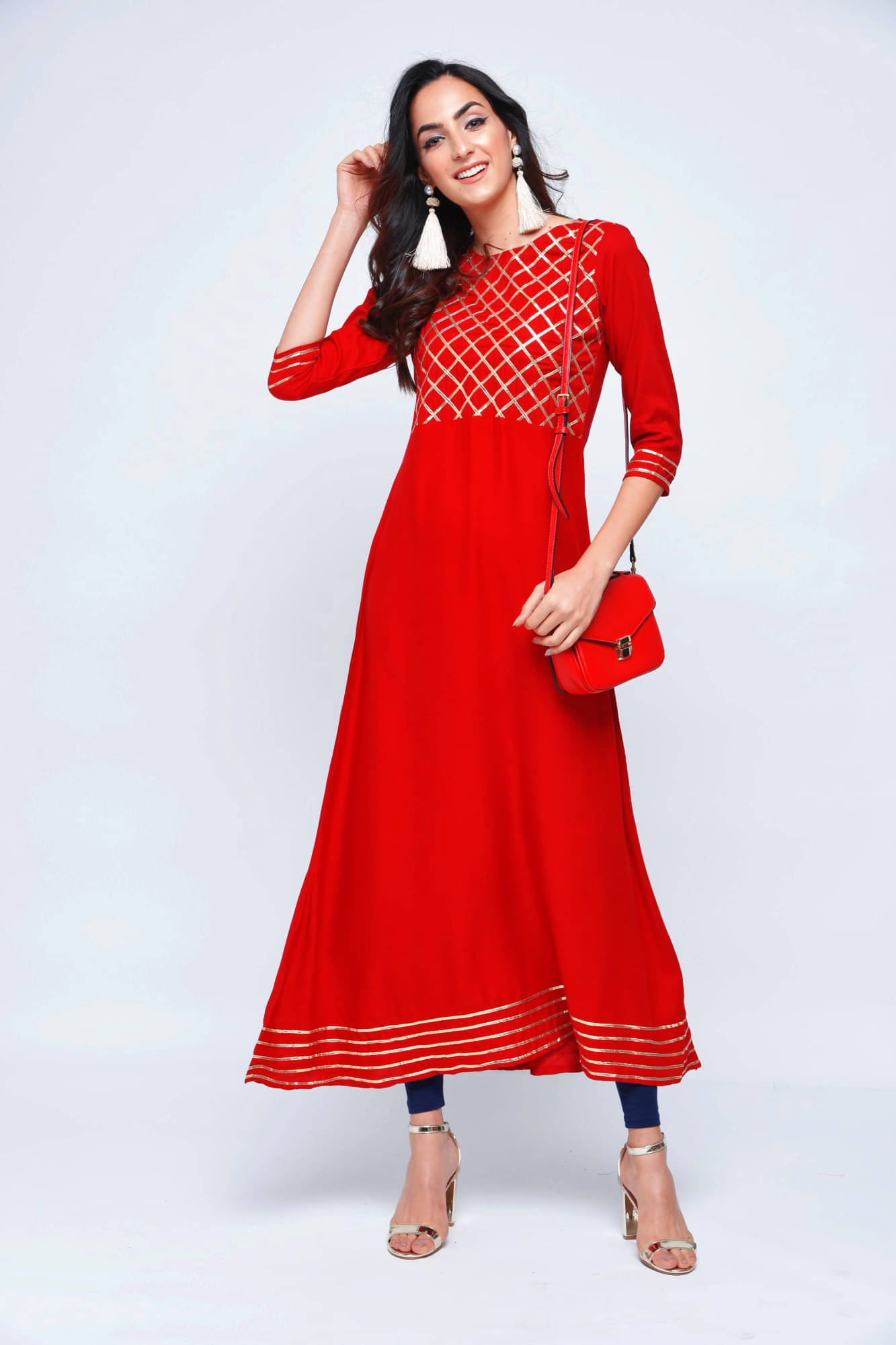 Stylum - Red Rayon Women's Flared Kurti ( Pack of 1 ) Stylum - Red Rayon Women's Flared Kurti ( Pack of 1 )