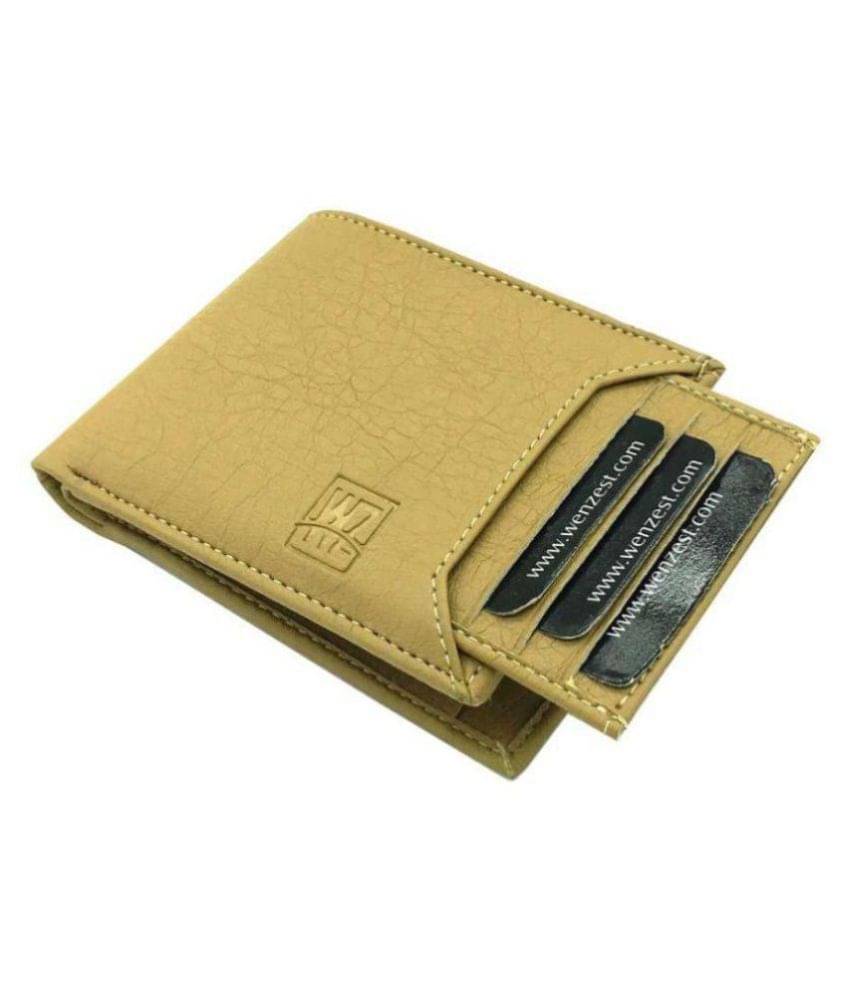     			WENZEST - Beige Leather Men's Short Wallet ( Pack of 1 )