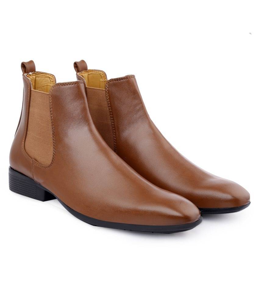     			YUVRATO BAXI Tan Chelsea boot