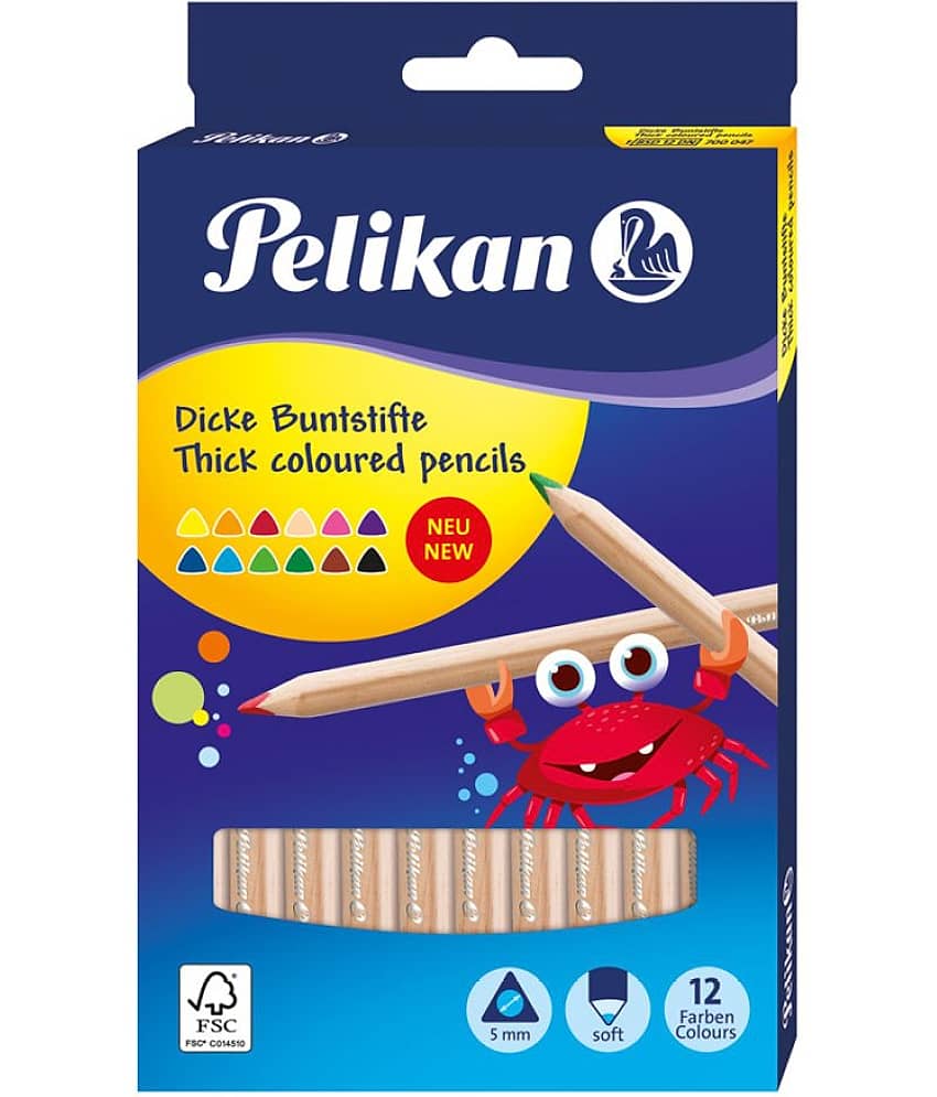 COLOR PENCILS 12`S(THICK TRI, 5MM,NATURAL WOOD) - Stationery | Buy online on ZillyBuy