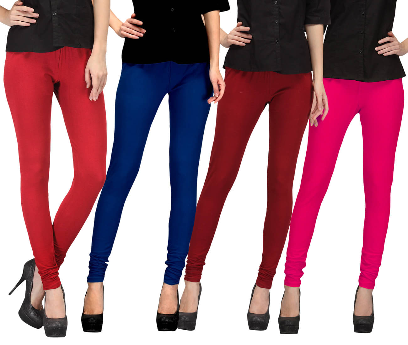     			FnMe - Red Cotton Women's Leggings ( Pack of 4 )