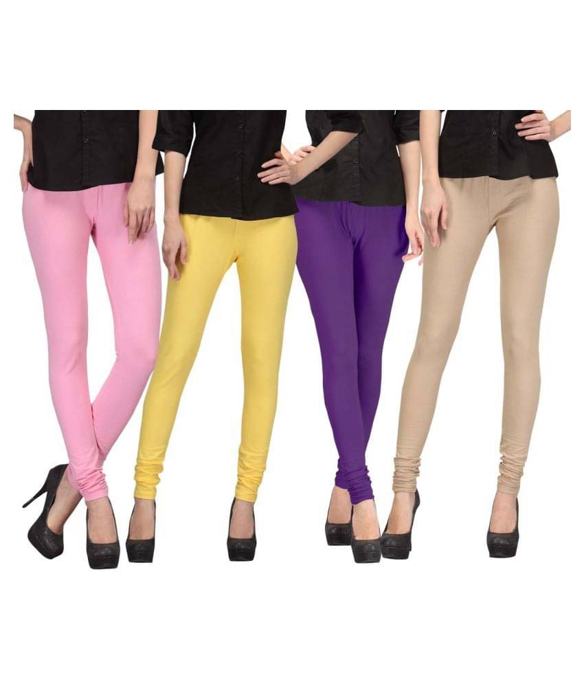     			FnMe - Pink Cotton Women's Leggings ( Pack of 4 )