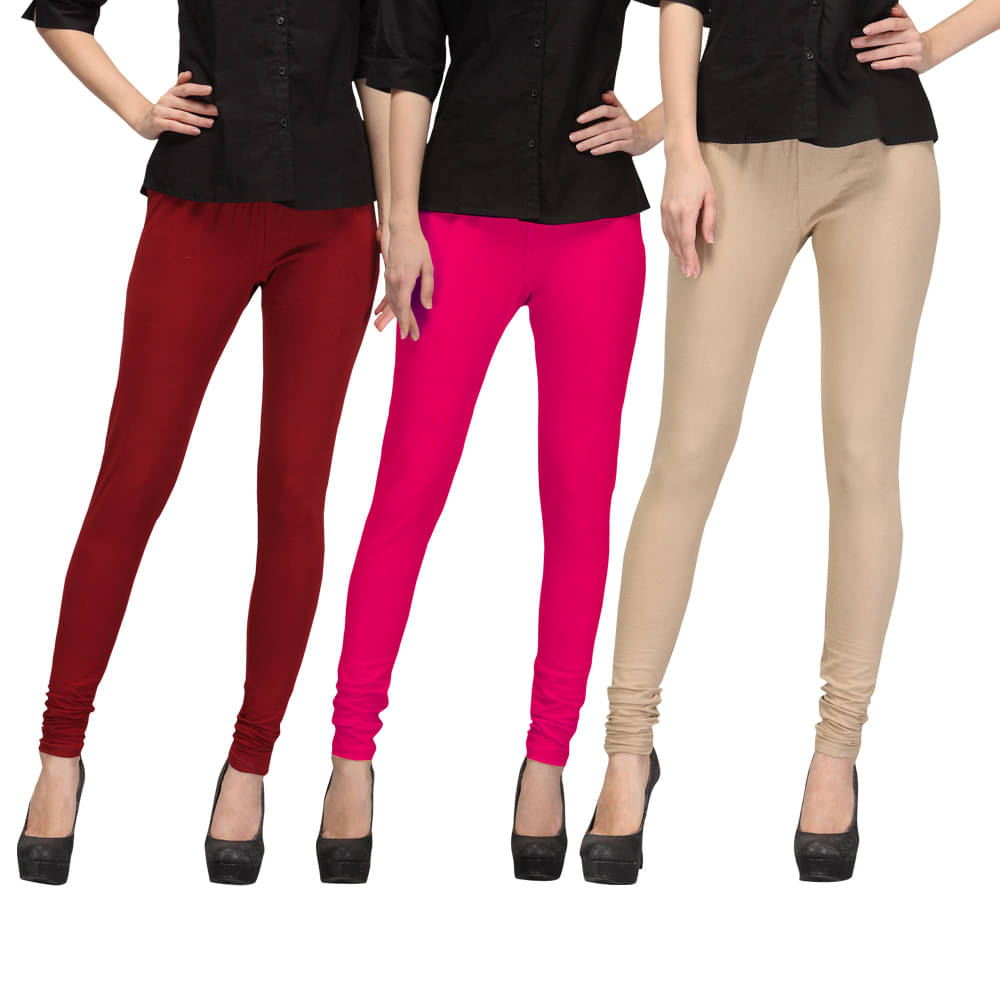     			FnMe Cotton Lycra Pack of 3 Leggings