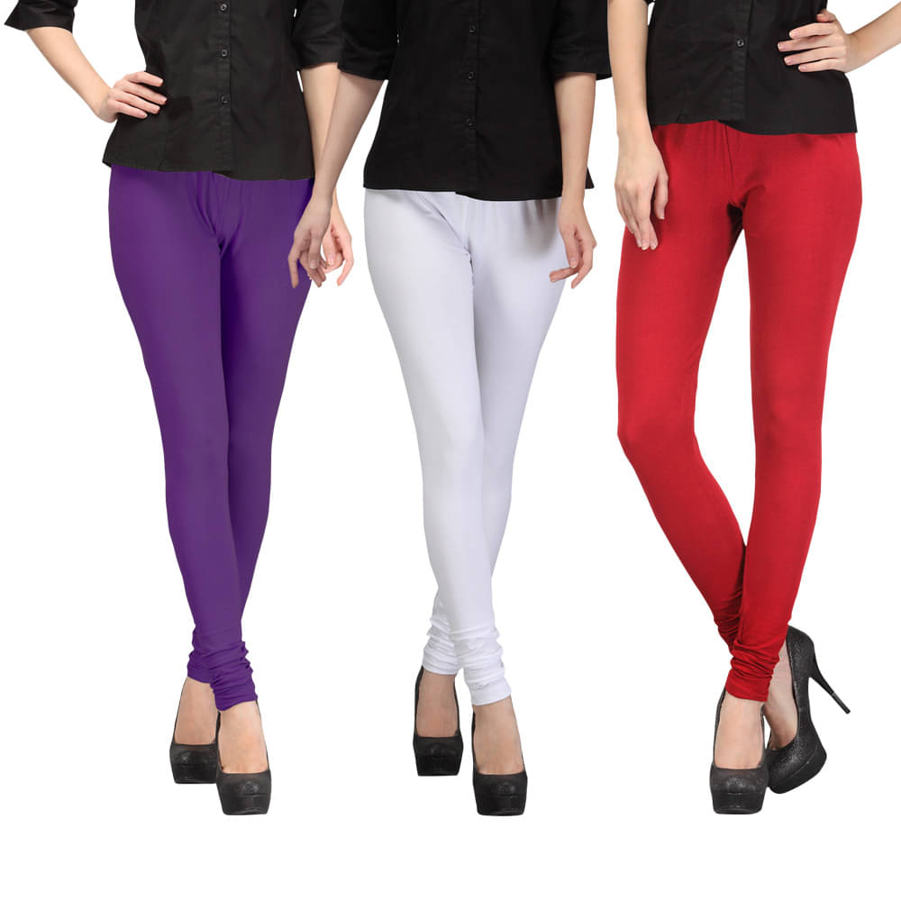    			FnMe - Purple Cotton Women's Leggings ( Pack of 3 )