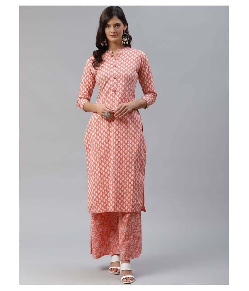 HIGHLIGHT FASHION EXPORT - Pink Straight Cotton Women's Stitched Salwar Suit ( Pack of 1 )