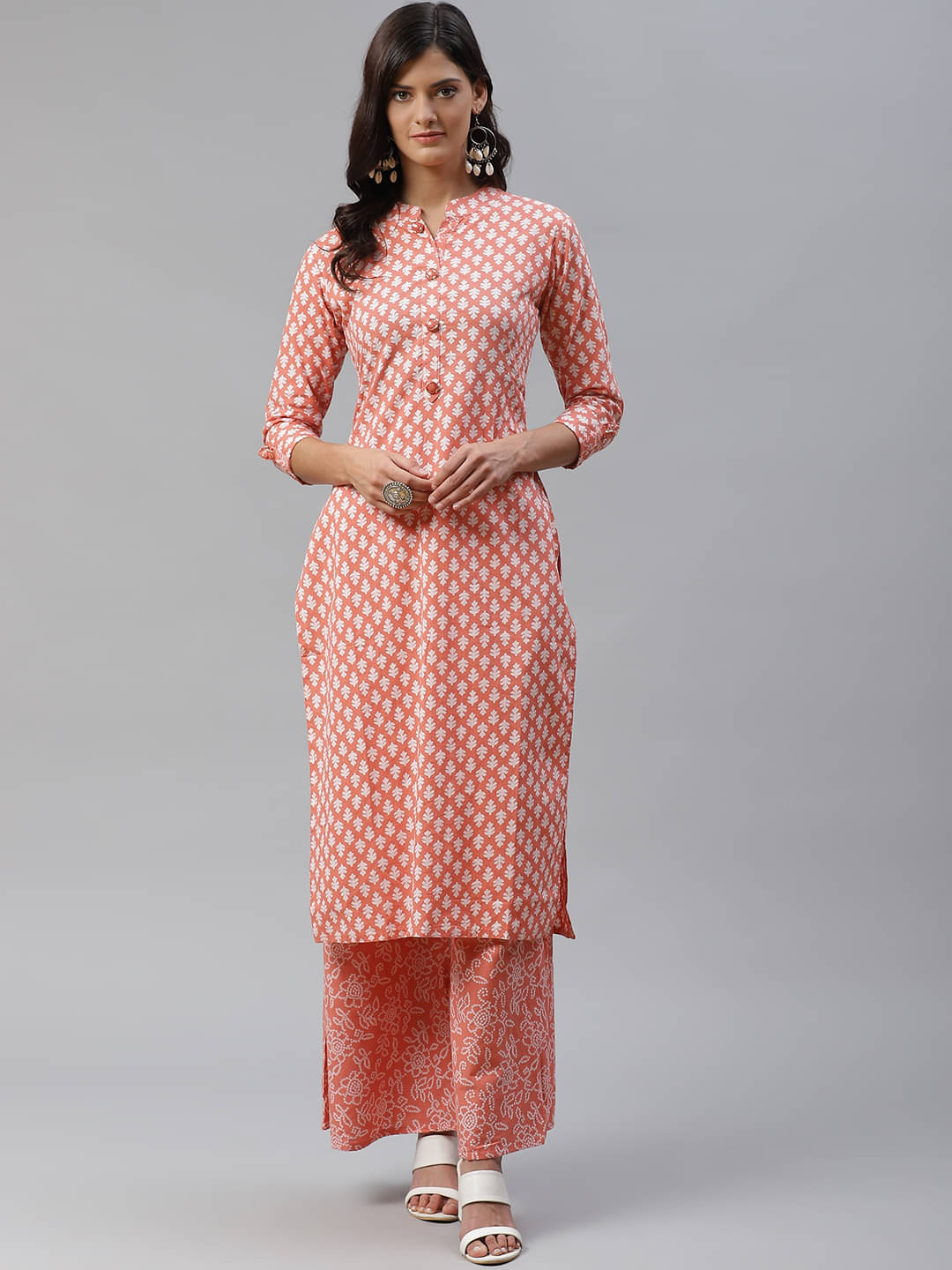     			JC4U - Peach Straight Cotton Women's Stitched Salwar Suit ( Pack of 1 )