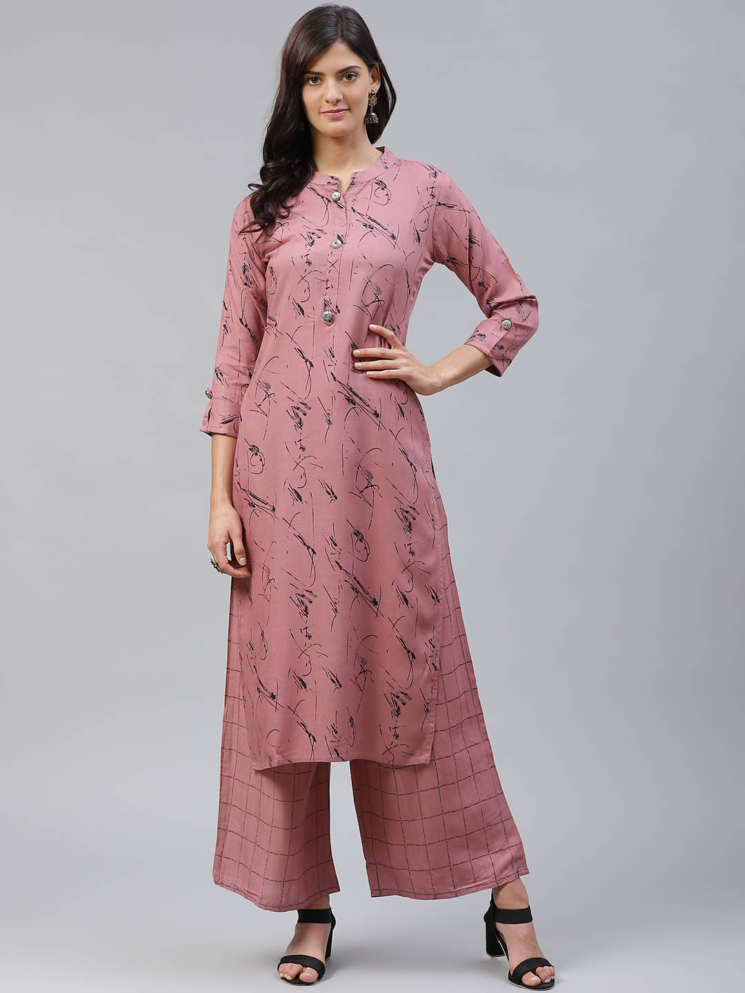     			JC4U - Mauve Straight Rayon Women's Stitched Salwar Suit ( Pack of 1 )