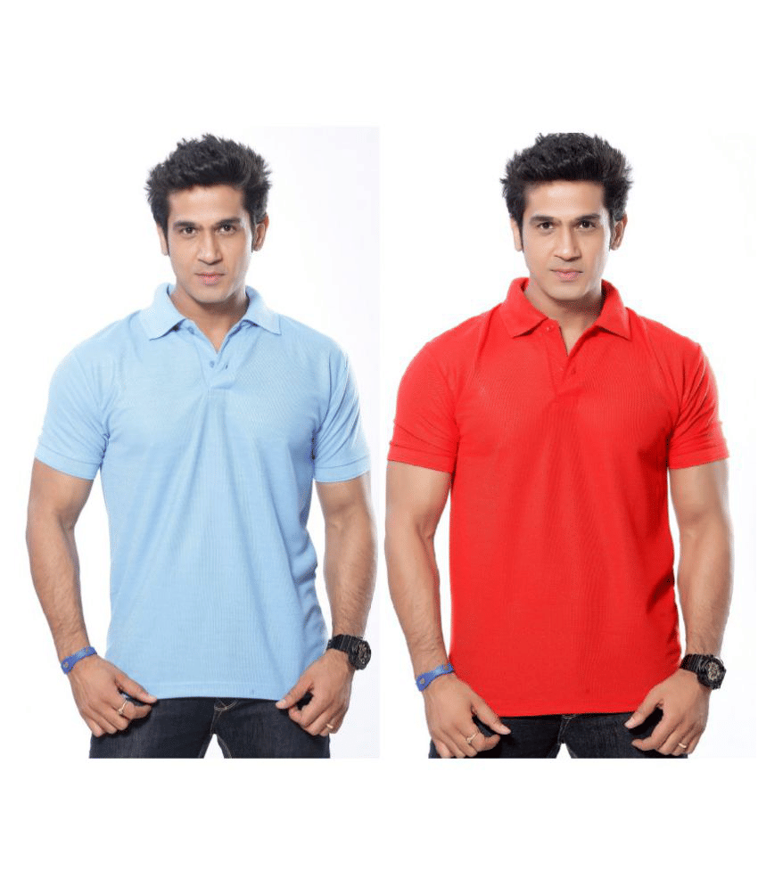 SKYRISE Pack of 2 Cotton Blend Slim Fit Solid Half Sleeves Men's Polo T Shirt ( Multicolor ) SKYRISE Pack of 2 Cotton Blend Slim Fit Solid Half Sleeves Men's Polo T Shirt ( Multicolor )