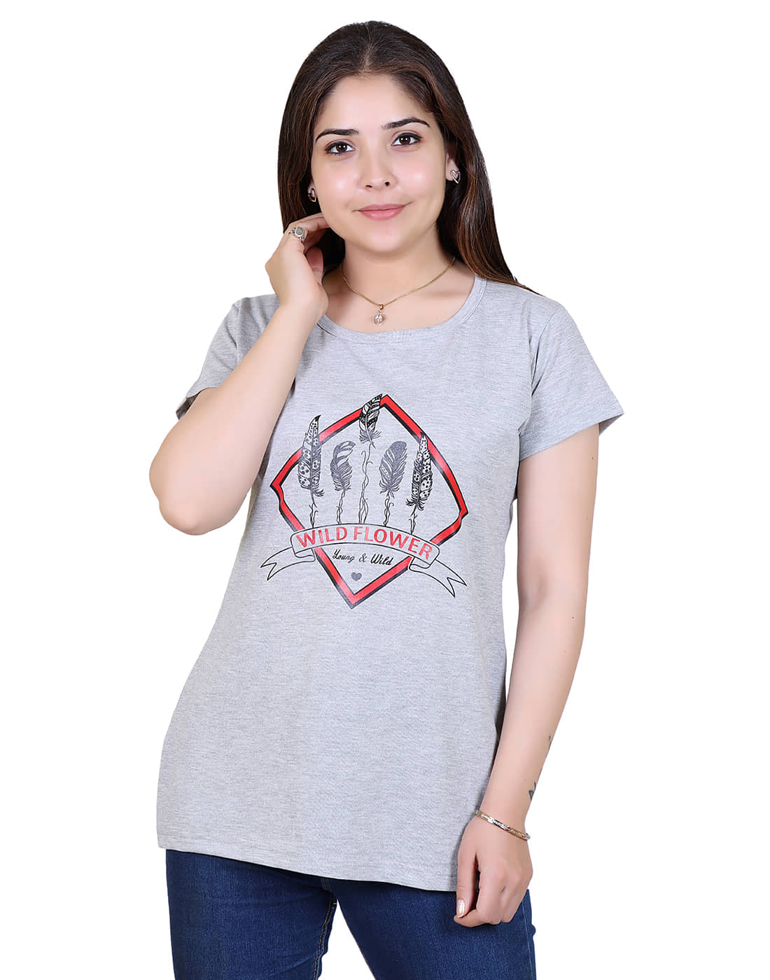 Ogarti Women's Cotton Regular Top ( Light Grey )