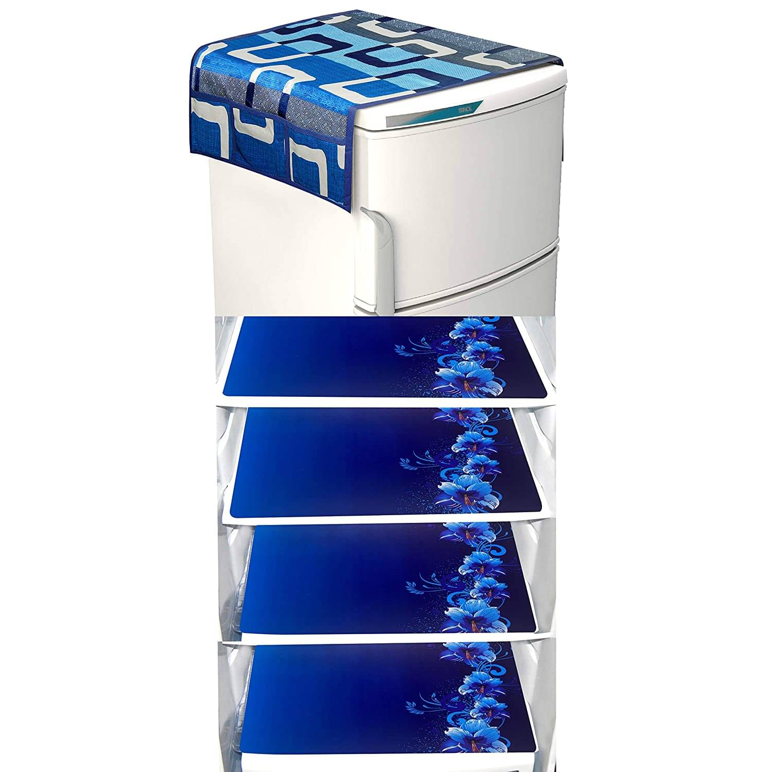Shaphio - Blue Polyester Fridge Top Cover (Pack of 5) Shaphio - Blue Polyester Fridge Top Cover (Pack of 5)