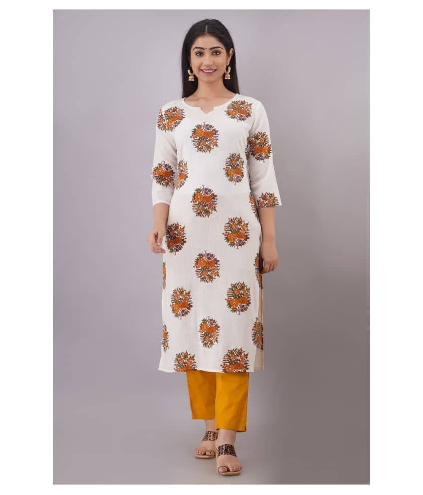 FABRR - White Straight Cotton Women's Stitched Salwar Suit ( Pack of 1 )