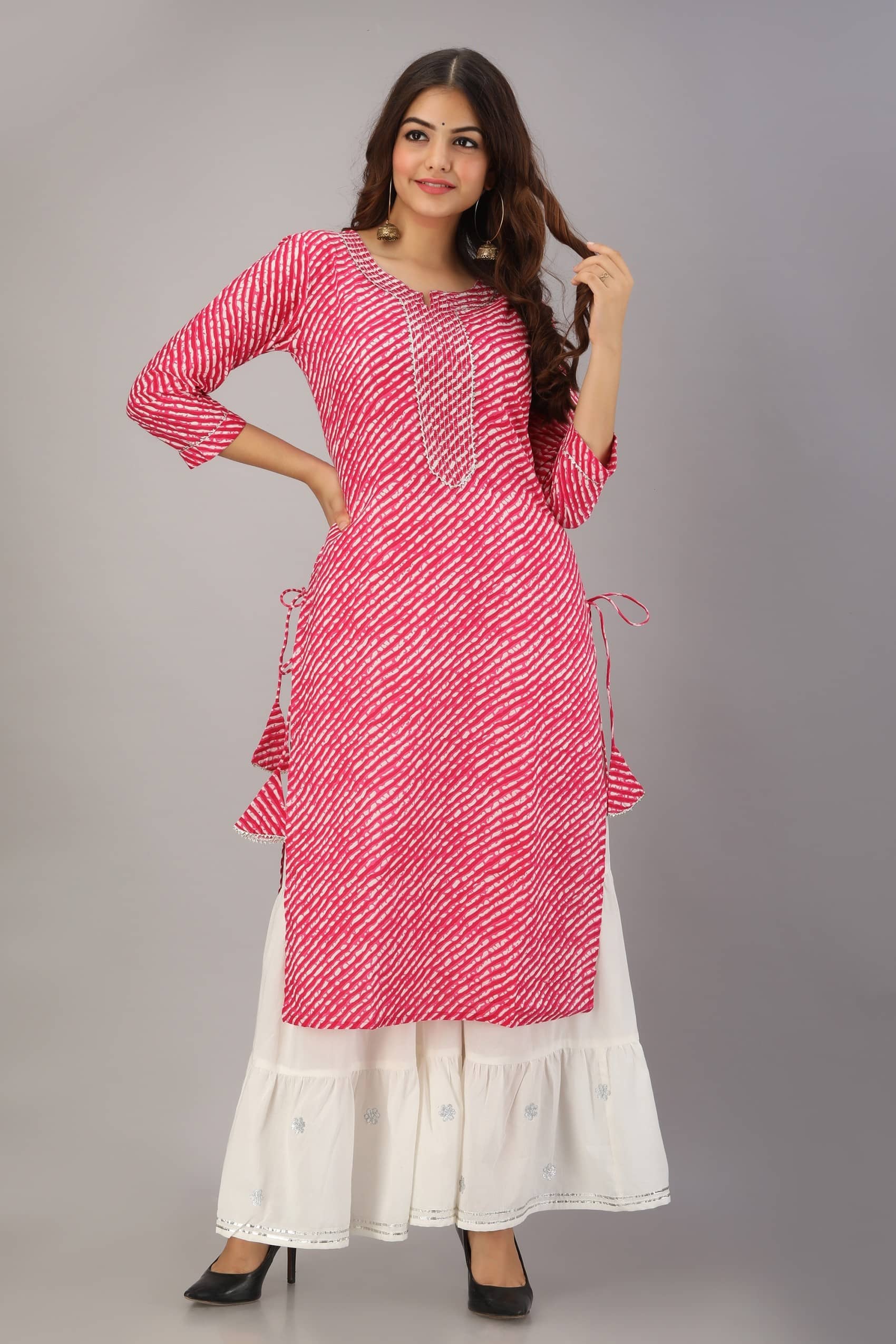 FABRR - Fluorescent Pink Straight Cotton Women's Stitched Salwar Suit ( Pack of 1 )