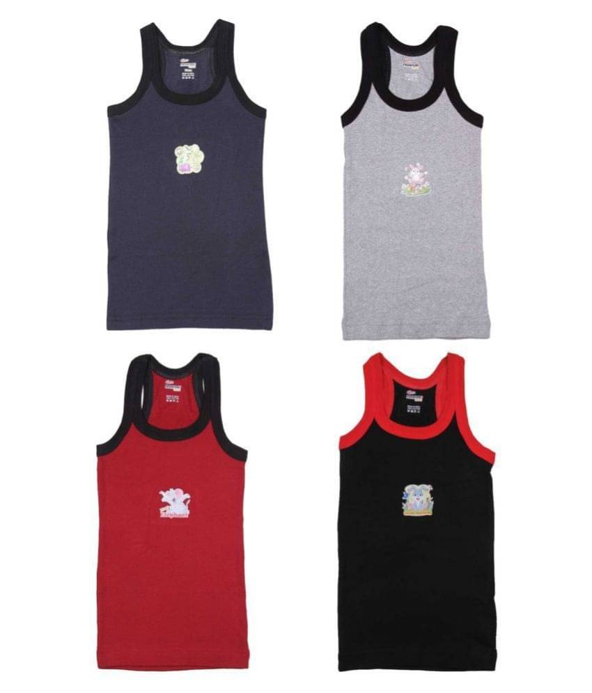     			Rupa Frontline Cotton Multicolor Sleeveless Vests for Kids/Boys - Pack of 4