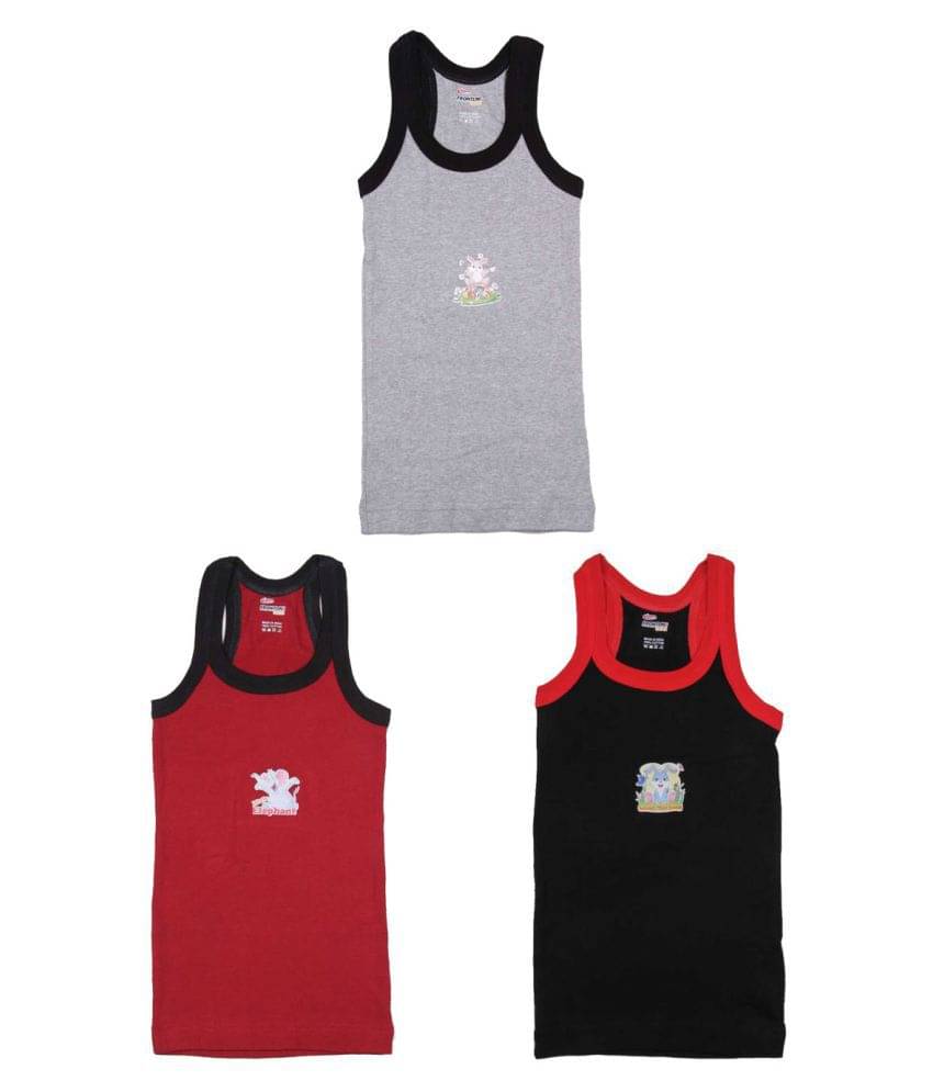 Rupa Frontline Cotton Multicolor Sleeveless Vests for Kids/Boys - Pack of 3 Rupa Frontline Cotton Multicolor Sleeveless Vests for Kids/Boys - Pack of 3