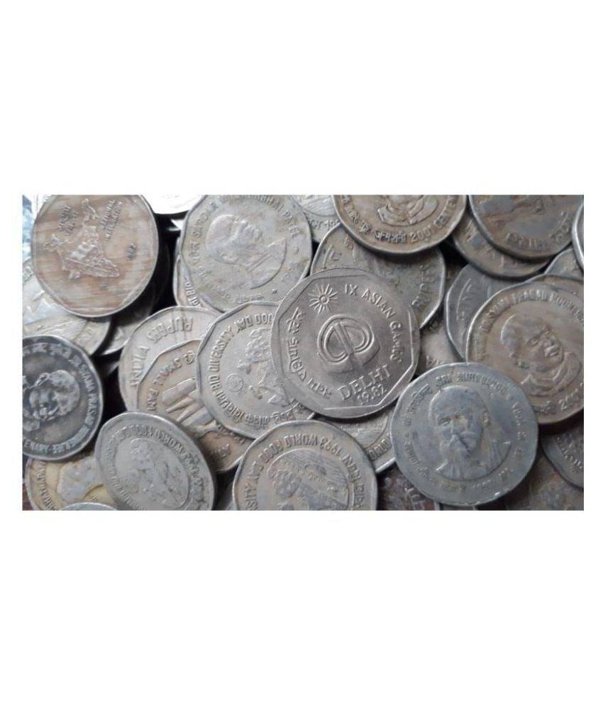     			100 PIECES LOT - 2 RS  - MIXED COMMEMORATIVE - INDIA