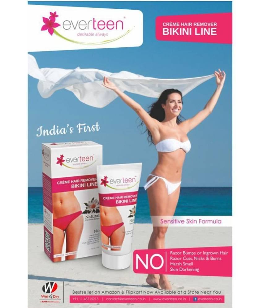 everteen Bikini Line Hair Remover Creme - Natural for Women - 1 Pack (100g)