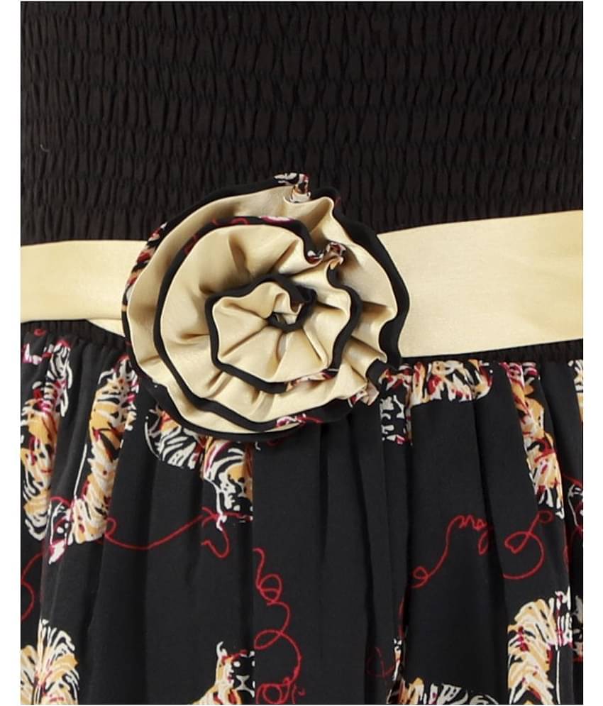 Kids Cave Crepe A-line For Girls ( Pack of 1 , Black )