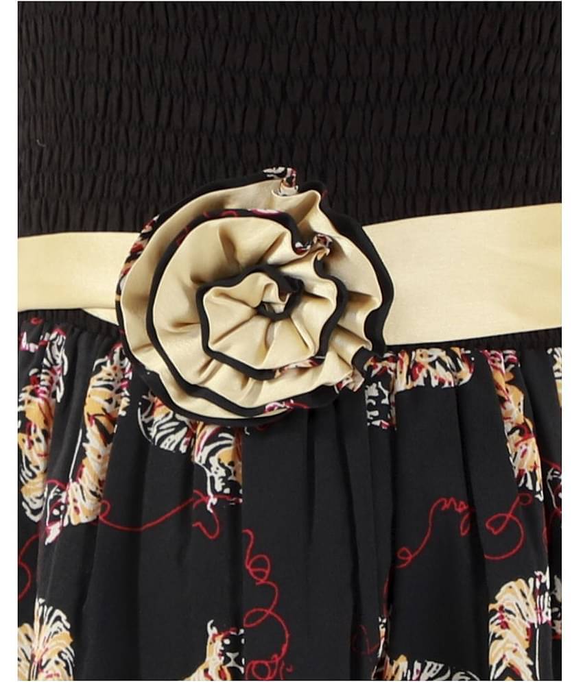 Kids Cave Crepe A-line For Girls ( Pack of 1 , Black )