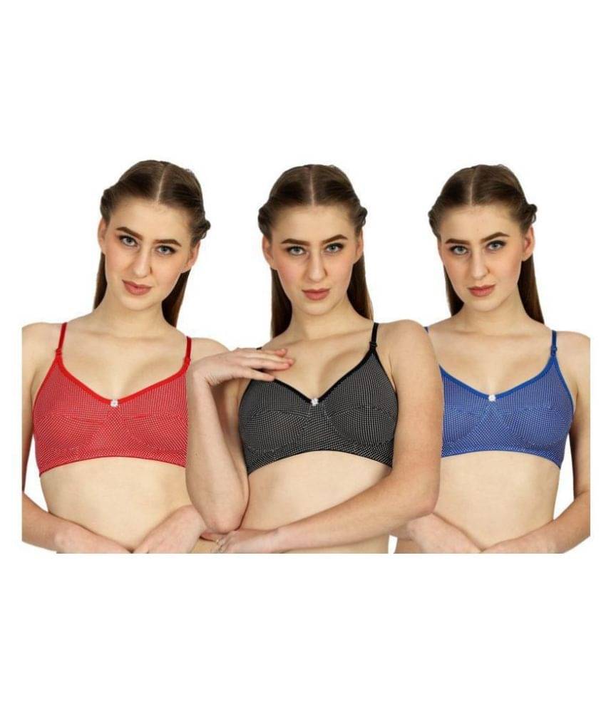     			Kiran Enterprises Cotton Lycra Everyday Bra - Multi Color