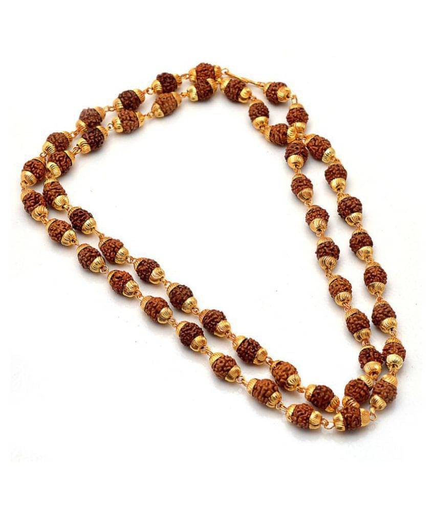 Rudraksha mala chain punch mukhi 50 beads fine gold plated religious healthcare mala Rudraksha mala chain punch mukhi 50 beads fine gold plated religious healthcare mala