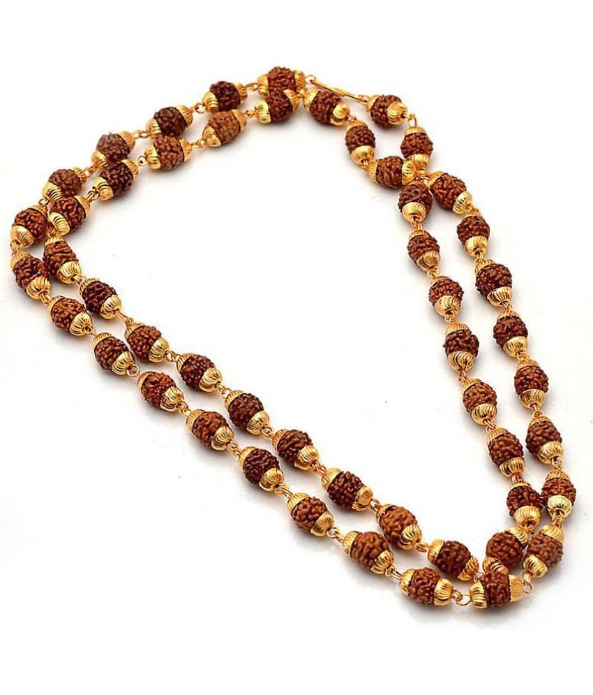 Rudraksha mala chain punch mukhi 50 beads fine gold plated religious healthcare mala - Jewellery Sets | Buy online on ZillyBuy