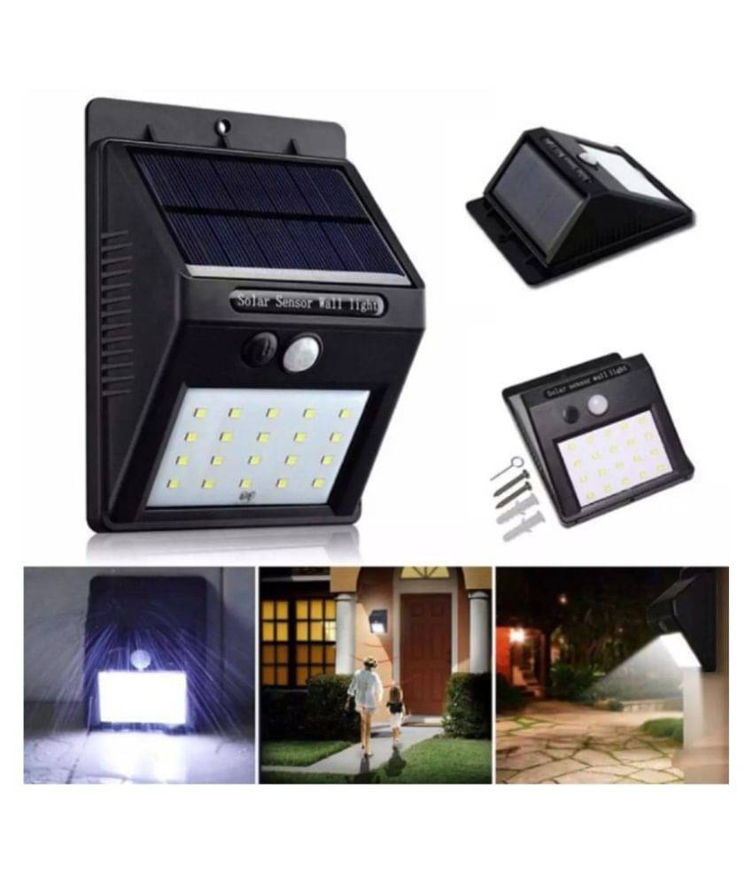     			Sakshi enterprise Waterproof Solar Wireless Security Motion Sensor LED Night Light for Home Outdoor/Garden Wall (Black, 20-LED Lights)