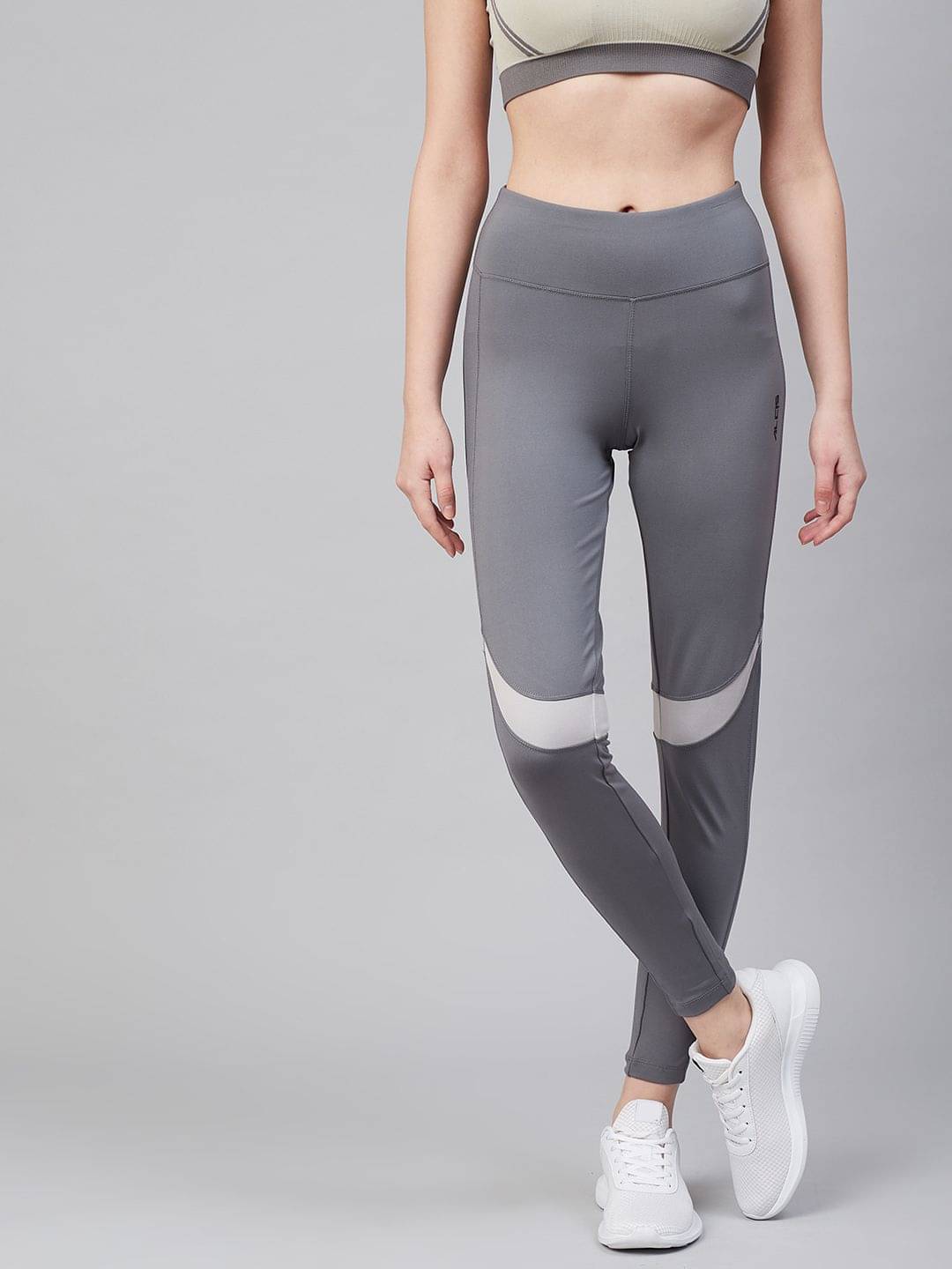     			Alcis Grey Polyester Solid Tights