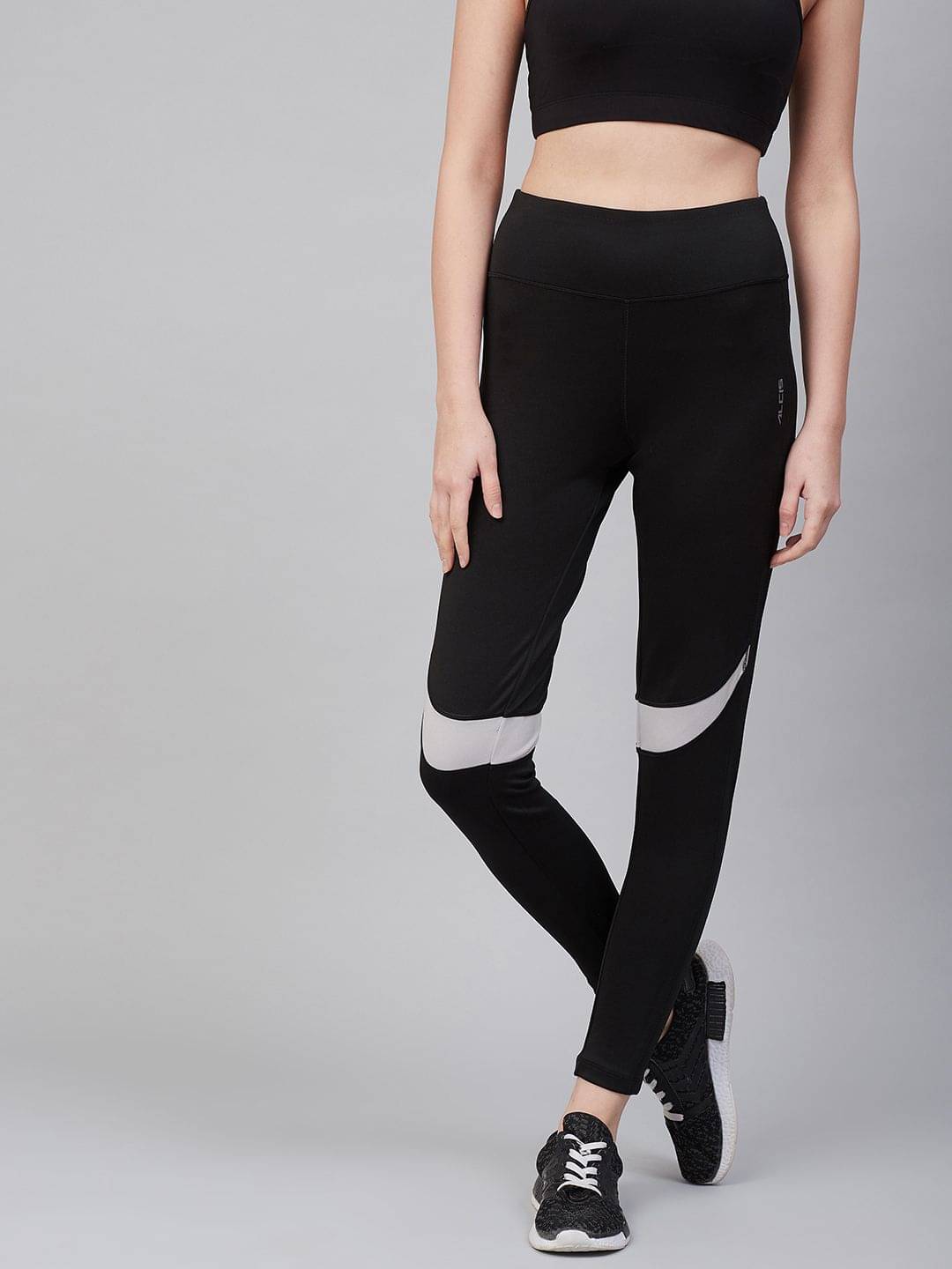     			Alcis Black Polyester Solid Tights