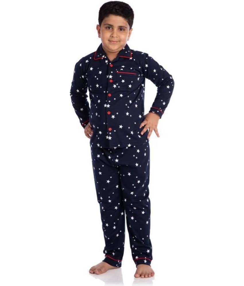 Nite Flite Pack of 1 Boys 100% Cotton Nightsuit Set ( Navy Blue ) - Nightwear & Loungewear | Buy online on ZillyBuy