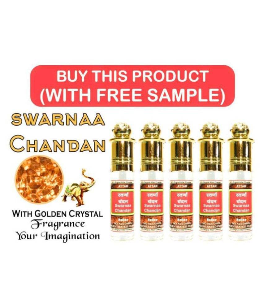     			INDRA SUGANDH BHANDAR Attar Swarnaa Chandan With Golden Crystals 6ml Rollon 5 Pc. Combo Pack