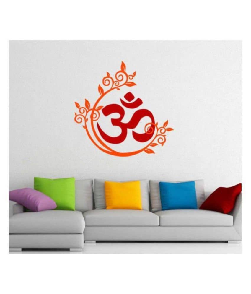Asmi Collection Beautiful Floral Om Religious & Inspirational Sticker ( 60 x 60 cms )