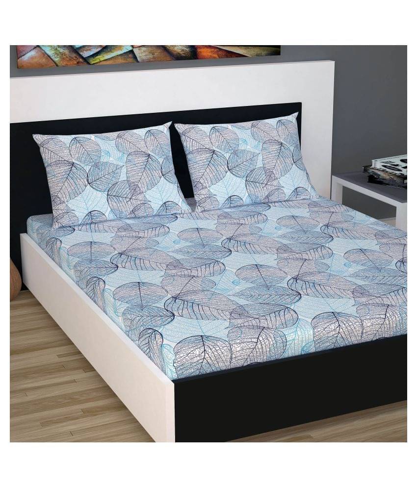     			DIVINE CASA Cotton Double Bedsheet ( Blue )